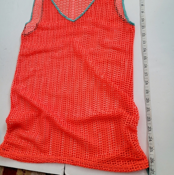 NWOT Neon🧡Orange+Teal Net Dress Coverup - Picture 6 of 9